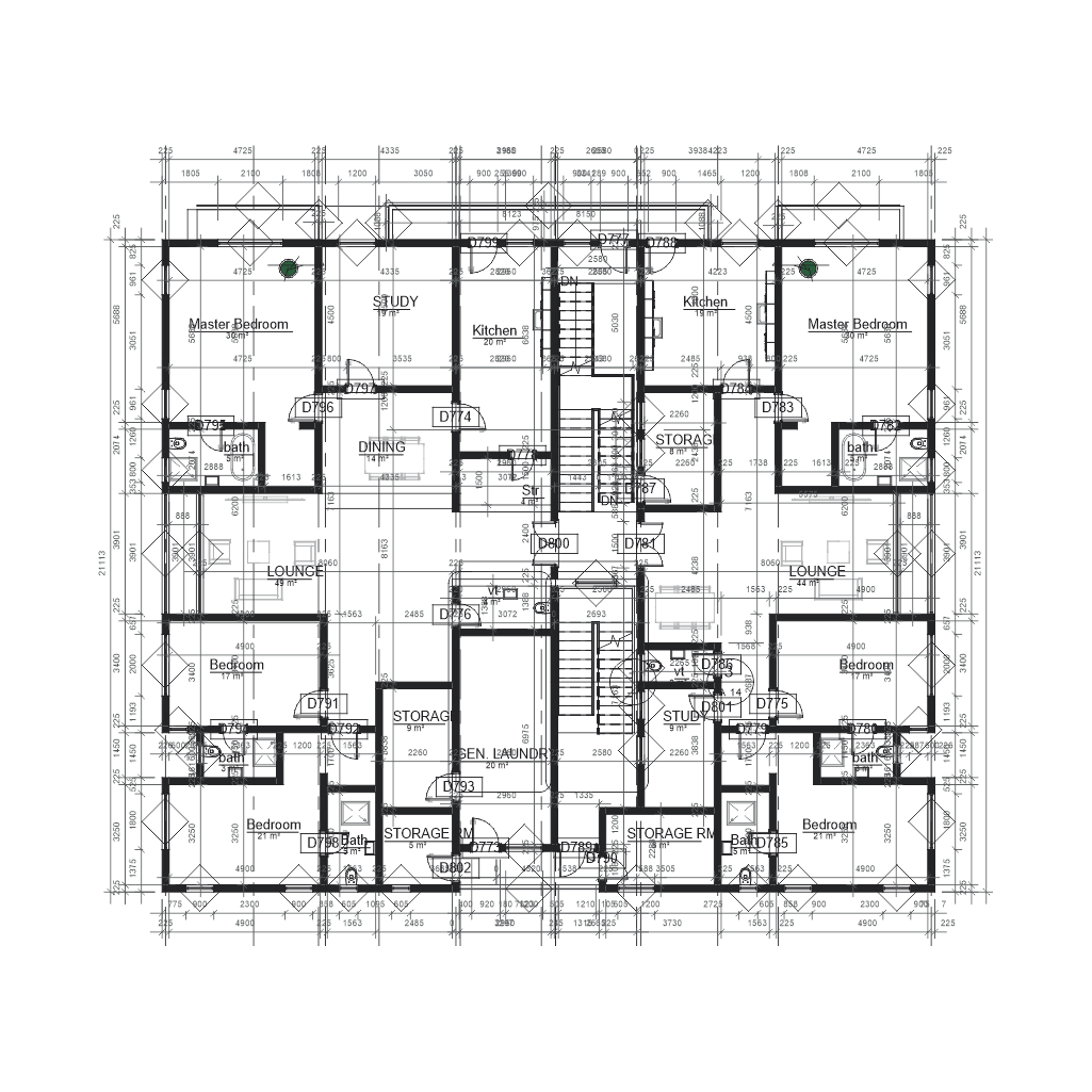 the vale apartment First roof plan